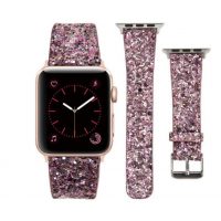 Curea din piele cu paiete eses pentru Apple Watch - Roz 38mm, 40mm, 41mm