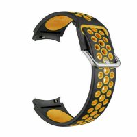 eses Curea din silicon perforata pentru Samsung Galaxy Watch 4, 5, 6, 7 - Negru galben, 20 mm