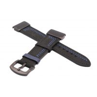 eses Curea din piele pentru Garmin - Neagra cu cusaturi albastre, QuickFit 26 mm