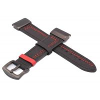 eses Curea din piele pentru Garmin - Neagra cu cusaturi rosii, QuickFit 22 mm