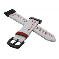 curea Kožený pentru Garmin - Alb cu roșu pentru trasare, QuickFit 22 mm