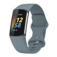eses Curea din silicon pentru Fitbit Charge 5 si 6 - Marimea L, albastru-gri