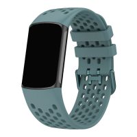 eses Curea din silicon cu orificii pentru Fitbit Charge 5 si 6 - Albastru-gri