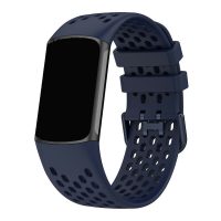 eses Curea din silicon cu orificii pentru Fitbit Charge 5 si 6 - Albastru inchis