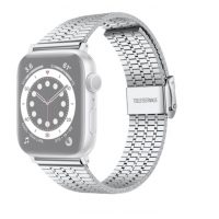 Curea metalică eses pentru Apple Watch cu bandă triplă - Argintie 42 mm, 44 mm, 45 mm, 49 mm