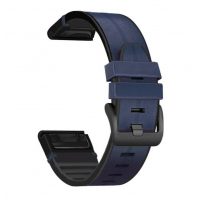 brățară din piele sport pentru Garmin - Albastră închis, QuickFit 22 mm