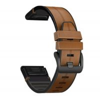 Curea sport din piele eses pentru Garmin - Maro deschis, QuickFit 22 mm