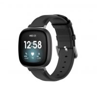 Curea din piele eses pentru Fitbit Versa 3 și 4, Sense 1 și 2 - Negru