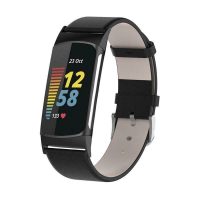 Curea din piele eses pentru Fitbit Charge 5 și 6 - Neagră