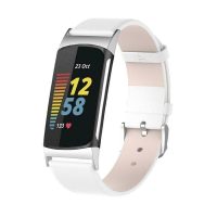 Curea din piele eses pentru Fitbit Charge 5 și 6 - Albă
