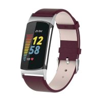 Curea din piele eses pentru Fitbit Charge 5 și 6 - Bordeaux