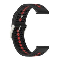 eses Curea din silicon cu gauri - Negru rosu, 22 mm
