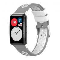 eses Curea din silicon cu orificii pentru Huawei Watch Fit si Huawei Watch Fit New - Gri alb