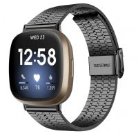 ESETE Metal curea pentru Fitbit Versa 3 și 4, Sense 1 și 2 - Negru