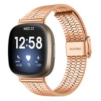 ES Metal curea triplă pentru Fitbit Versa 3 și 4, Sense 1 și 2 - Aur roz