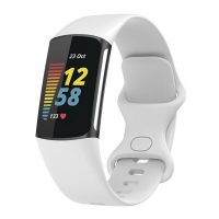 curea siliconică ESS pentru Fitbit Charge 5 și 6 - Size S, alb
