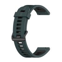 eses Curea din silicon cu gauri - Verde inchis negru, 22 mm