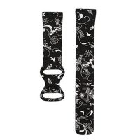 eses Curea din silicon pentru Fitbit Versa 3 și 4, Sense 1 și 2 - Mărimea S, neagră cu flori