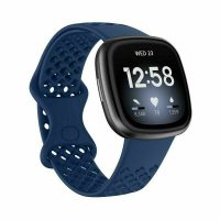 eses Curea din silicon cu orificii pentru Fitbit Versa 3 și 4, Sense 1 și 2 - Mărimea L, albastru