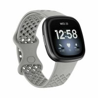 eses Curea din silicon cu orificii pentru Fitbit Versa 3 și 4, Sense 1 și 2 - Mărimea L, gri