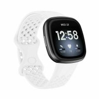 eses Curea din silicon cu orificii pentru Fitbit Versa 3 si 4, Sense 1 si 2 - Marimea S, alb