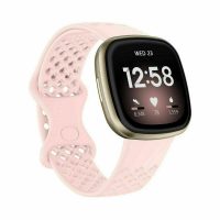 eses Curea din silicon cu gauri pentru Fitbit Versa 3 si 4, Sense 1 si 2 - Marimea S, roz