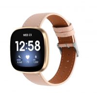 eses Curea din piele pentru Fitbit Versa 3 și 4, Sense 1 și 2 - Roz cu cusături