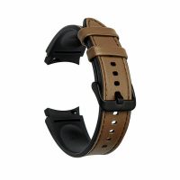 Curea sport din piele eses pentru Samsung Galaxy Watch 4, 5, 6, 7 - Maro, 20 mm
