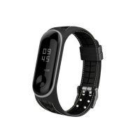 Curea din silicon eses pentru Xiaomi Mi Band 5 și Xiaomi Mi Band 6 - Neagră cu relief și cusături gri