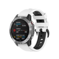 Curea din silicon eses pentru Garmin - Alb negru, QuickFit 20 mm