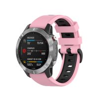 Curea din silicon eses pentru Garmin - Roz și negru, QuickFit 20 mm
