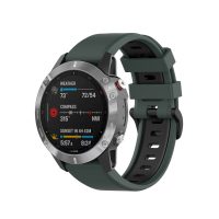Curea din silicon eses pentru Garmin - Verde închis negru, QuickFit 20 mm