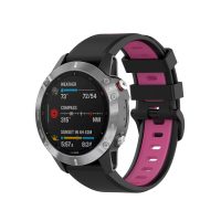 Curea din silicon eses pentru Garmin - Negru Roz, QuickFit 22 mm