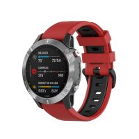 Curea din silicon eses pentru Garmin - Roșu negru, QuickFit 22 mm