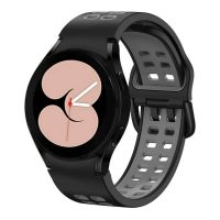 Curea perforată din silicon cu două rânduri eses pentru Samsung Galaxy Watch 4, 5, 6, 7 - Negru Gri, 20 mm