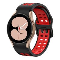 Curea din silicon perforată cu două rânduri pentru Samsung Galaxy Watch 4, 5, 6, 7 - Negru roșu, 20 mm