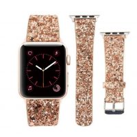 Curea din piele cu paiete eses pentru Apple Watch - Auriu roz 42mm, 44mm, 45mm, 49mm