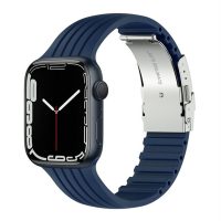 Curea din silicon eses pentru Apple Watch cu cataramă metalică - Albastru închis 42mm, 44mm, 45mm, 49mm