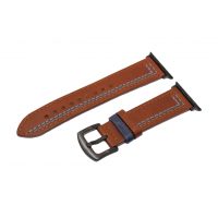 Curea din piele eses pentru Apple Watch - Maro cu model albastru 38mm, 40mm, 41mm