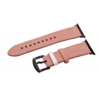 Curea din piele eses pentru Apple Watch - Roz cu model alb 38mm, 40mm, 41mm