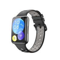 Curea din silicon cu găuri pentru Huawei Watch Fit 2 - Negru gri