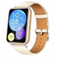 Curea din piele eses pentru Huawei Watch Fit 2 - Alb crem