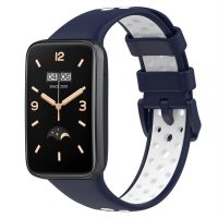 Curea din silicon cu găuri pentru Xiaomi Smart Band 7 Pro - Albastră și albă