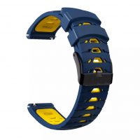 Curea din silicon cu model eses - Albastru închis galben, 22 mm