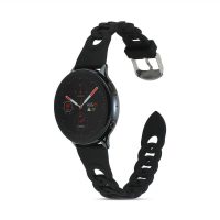 Curea din silicon împletit eses pentru Samsung Galaxy Watch 4, 5, 6, 7 - Negru, 20 mm