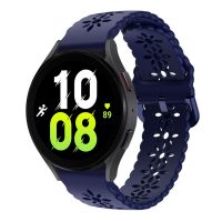 Curea din silicon perforată cu model pentru Samsung Galaxy Watch 4, 5, 6, 7 - Albastru închis, 20 mm