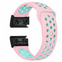 Brățară din silicon perforat pentru Garmin - roz mentă, QuickFit 26mm