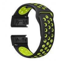 Curea perforată din silicon eses pentru Garmin - Negru verde, QuickFit 20 mm