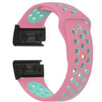 Curea perforată din silicon eses pentru Garmin - Verde roz, QuickFit 20 mm