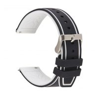 Curea din silicon eses cu dungi bicolore - Negru și alb, 20 mm